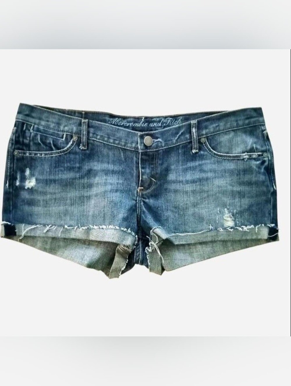 Abercrombie & Fitch Distressed Blue Denim Hot Shorts Jean Shorts